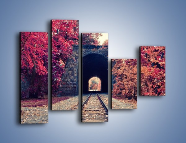 Obraz na płótnie – Pociągiem przez jesień – pięcioczęściowy KN1023W4