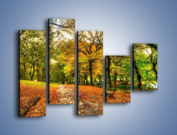 Obraz na płótnie – Piękna jesień w parku – pięcioczęściowy KN1098AW4
