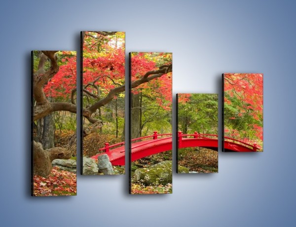 Obraz na płótnie – Czerwony most czy czerwone drzewo – pięcioczęściowy KN1122AW4