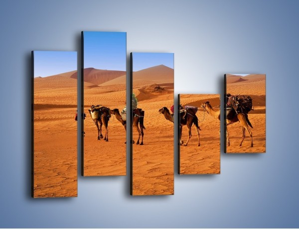 Obraz na płótnie – Idą wielbłądy przez pustynię – pięcioczęściowy KN1237AW4