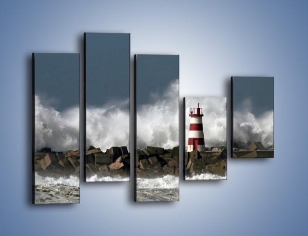 Obraz na płótnie – Latarnia morska w sztormie – pięcioczęściowy KN626W4