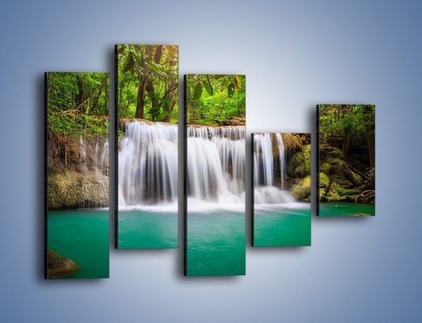 Obraz na płótnie – Piękno leśnego wodospadu – pięcioczęściowy KN894W4