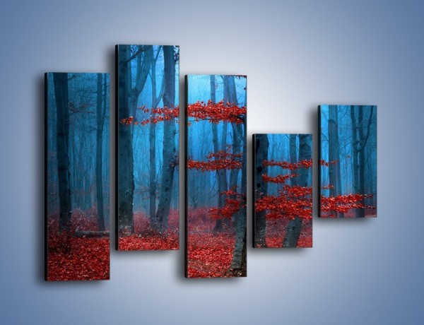 Obraz na płótnie – Czerwień w lesie – pięcioczęściowy KN897W4