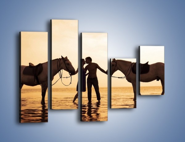 Obraz na płótnie – Miłość morze i konie – pięcioczęściowy L253W4