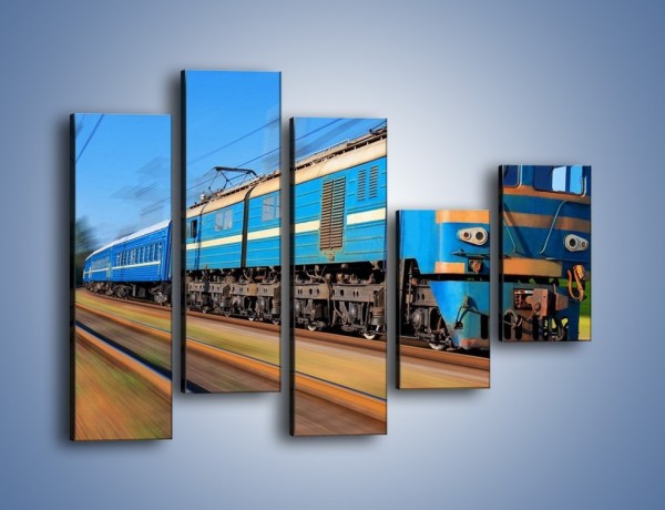 Obraz na płótnie – Pociąg pasażerski w ruchu – pięcioczęściowy TM023W4