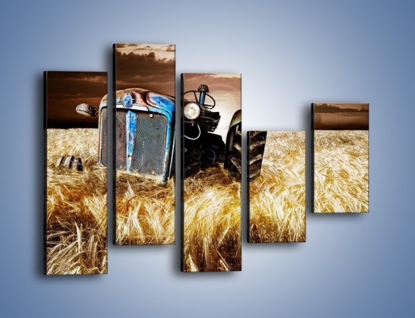 Obraz na płótnie – Stary traktor w polu pszenicy – pięcioczęściowy TM033W4