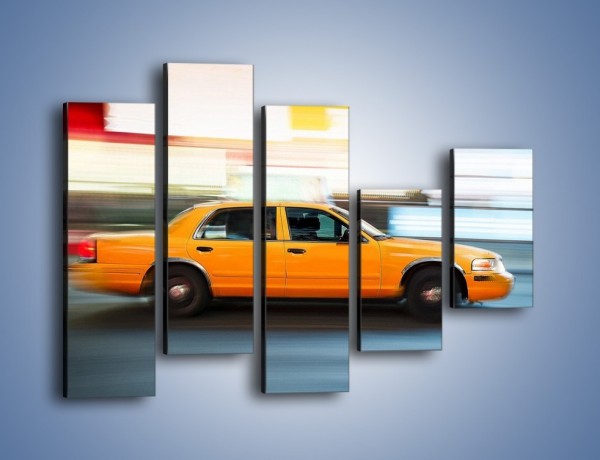 Obraz na płótnie – Żółta taksówka w ruchu – pięcioczęściowy TM221W4