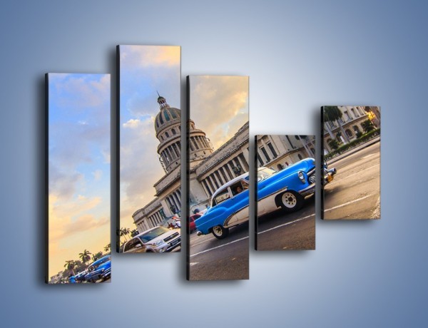 Obraz na płótnie – Samochody na ulicach Hawany – pięcioczęściowy TM243W4