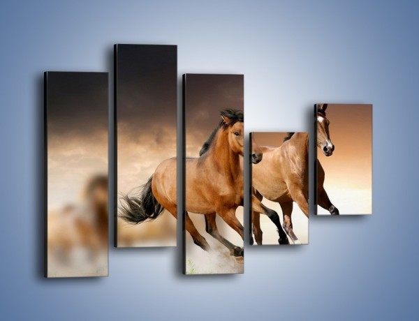 Obraz na płótnie – Uciec na koniu przed burzą – pięcioczęściowy Z180W4