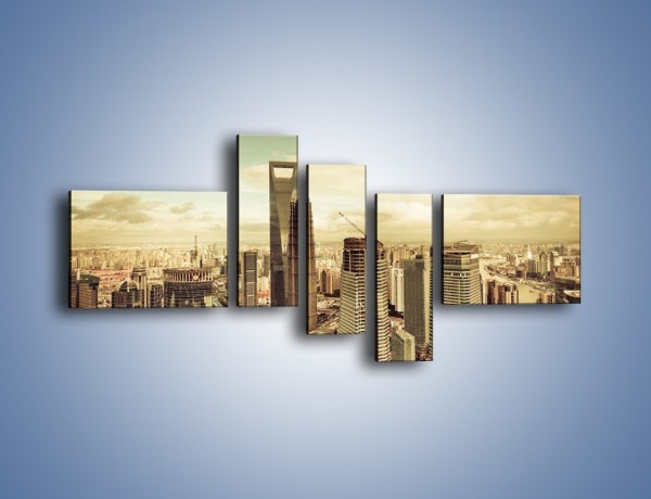 Obraz na płótnie – Panorama miasta w ciągu dnia – pięcioczęściowy AM128W5