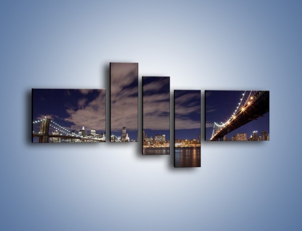 Obraz na płótnie – Rozświetlone nowojorskie mosty – pięcioczęściowy AM204W5