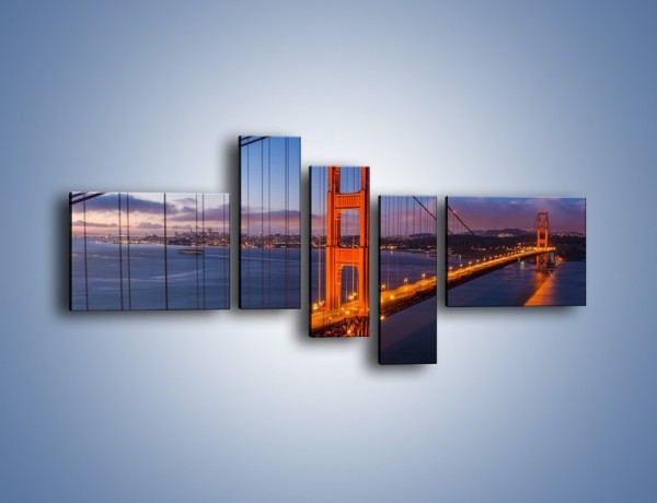 Obraz na płótnie – Rozświetlony most Golden Gate – pięcioczęściowy AM360W5