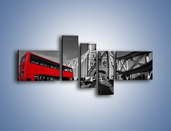 Obraz na płótnie – Tower Bridge i czerwony autobus – pięcioczęściowy AM394W5
