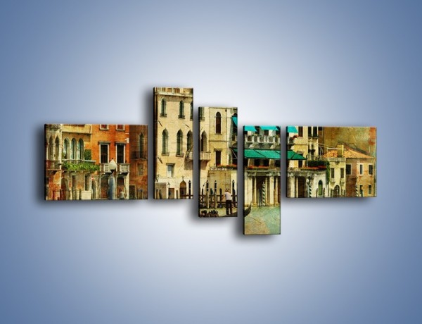 Obraz na płótnie – Weneckie domy w stylu vintage – pięcioczęściowy AM459W5