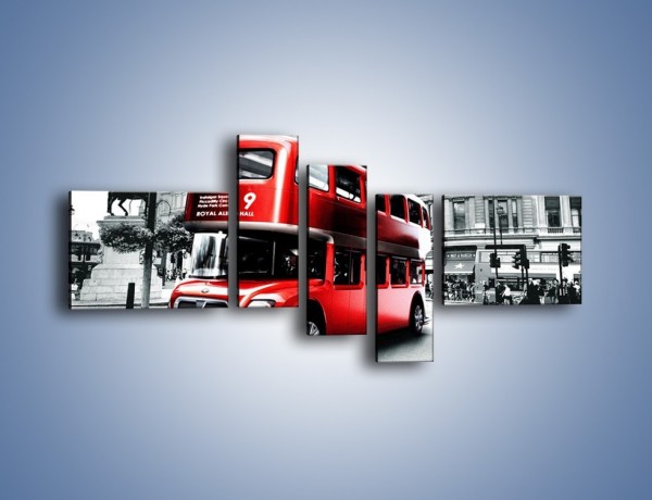 Obraz na płótnie – Czerwony bus w Londynie – pięcioczęściowy AM540W5