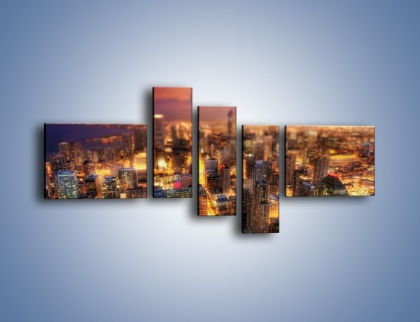 Obraz na płótnie – Rozmyta panorama Chicago – pięcioczęściowy AM562W5