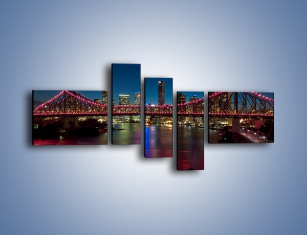 Obraz na płótnie – Most oświetlony na czerwono – pięcioczęściowy AM594W5
