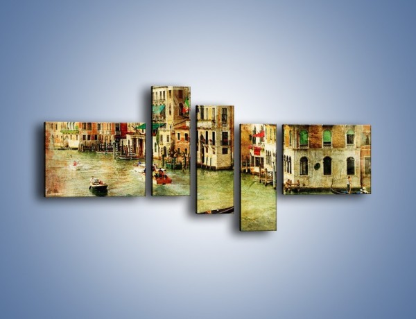 Obraz na płótnie – Weneckie Canal Grande w stylu vintage – pięcioczęściowy AM643W5