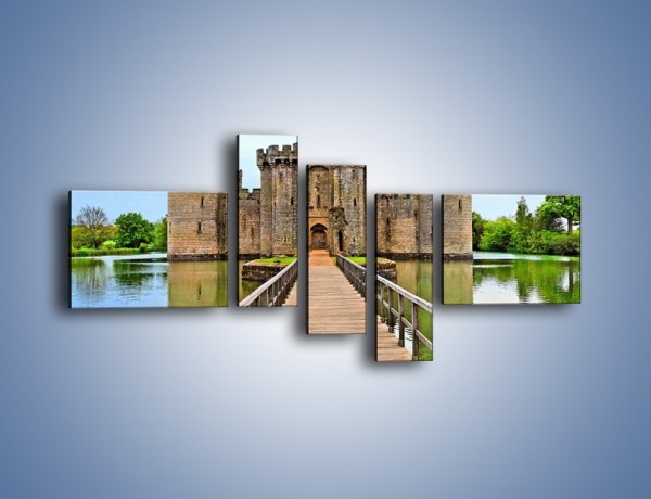 Obraz na płótnie – Zamek Bodiam w Wielkiej Brytanii – pięcioczęściowy AM692W5