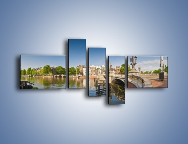 Obraz na płótnie – Most Blauwbrug w Amsterdamie – pięcioczęściowy AM713W5