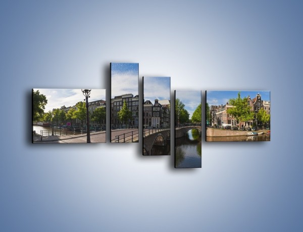 Obraz na płótnie – Panorama amsterdamskiego kanału – pięcioczęściowy AM714W5