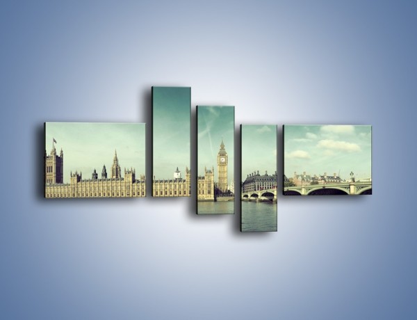 Obraz na płótnie – Panorama Pałacu Westminsterskiego – pięcioczęściowy AM758W5