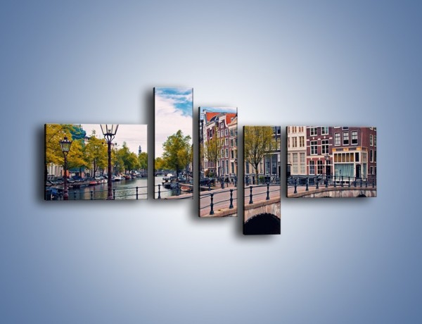 Obraz na płótnie – Kanał i most amsterdamski – pięcioczęściowy AM759W5