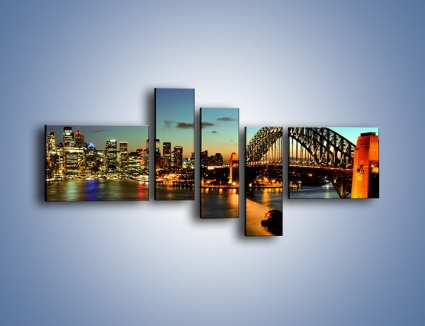 Obraz na płótnie – Panorama Sydney po zmroku – pięcioczęściowy AM770W5