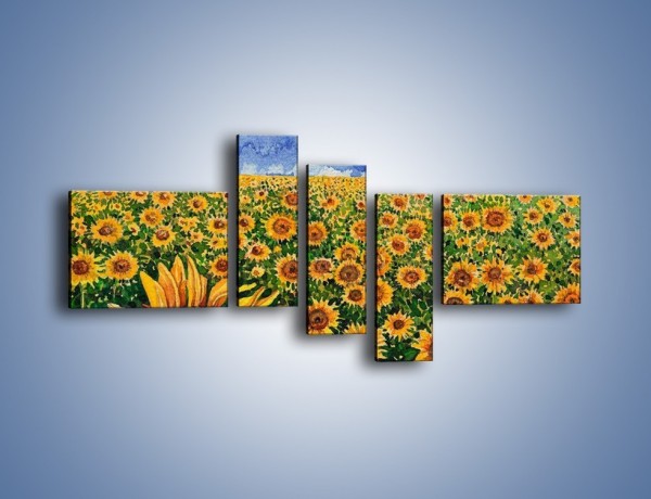 Obraz na płótnie – Słoneczniki duże i małe – pięcioczęściowy GR057W5