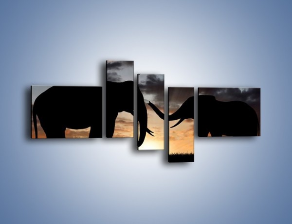 Obraz na płótnie – Dyskusja wśród słoni – pięcioczęściowy GR309W5