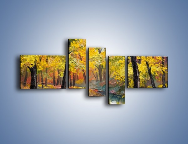 Obraz na płótnie – Jesienną pora w lesie – pięcioczęściowy GR434W5