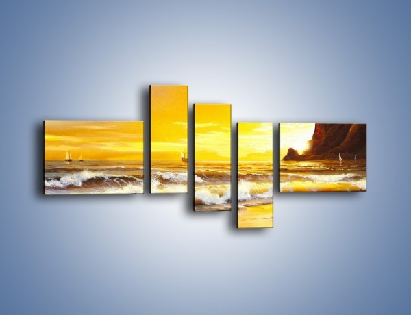 Obraz na płótnie – Morski krajobraz w zachodzącym słońcu – pięcioczęściowy GR476W5