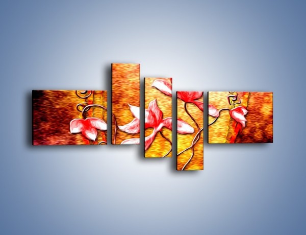 Obraz na płótnie – Kwiaty i ogień – pięcioczęściowy GR565W5
