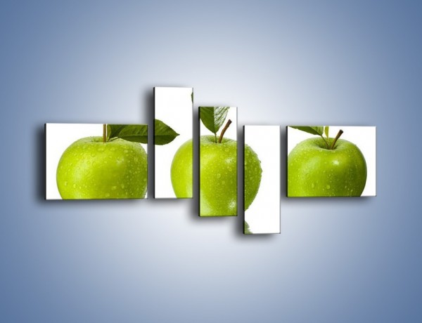 Obraz na płótnie – Świeżo umyte zielone jabłka – pięcioczęściowy JN047W5