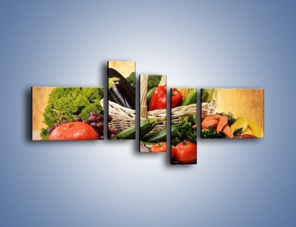 Obraz na płótnie – Kosz pełen warzywnych witamin – pięcioczęściowy JN081W5