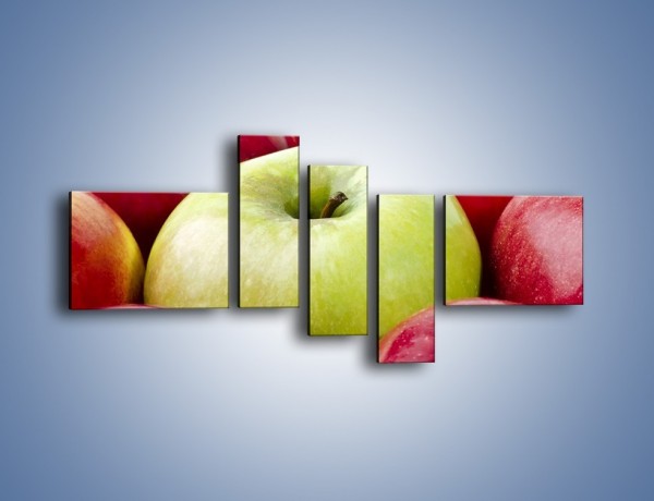 Obraz na płótnie – Zielone wśród czerwonych jabłek – pięcioczęściowy JN155W5