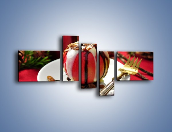Obraz na płótnie – Jabłko w czekoladzie – pięcioczęściowy JN255W5