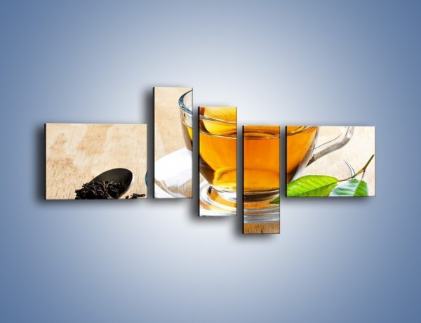 Obraz na płótnie – Listek mięty dla orzeźwienia herbaty – pięcioczęściowy JN290W5