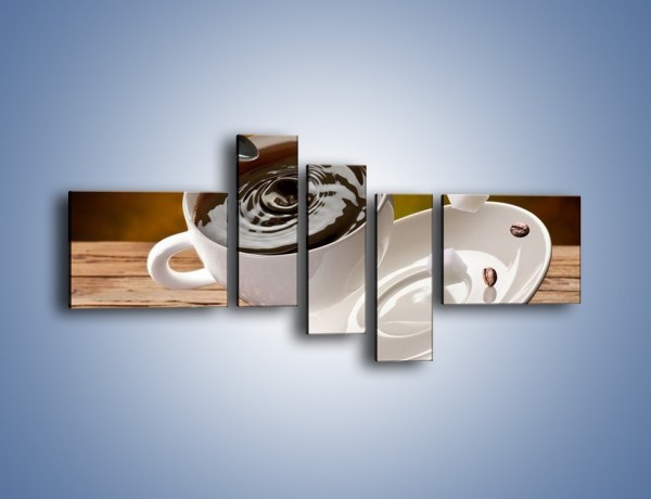 Obraz na płótnie – Kawowe szaleństwo na stole – pięcioczęściowy JN315W5