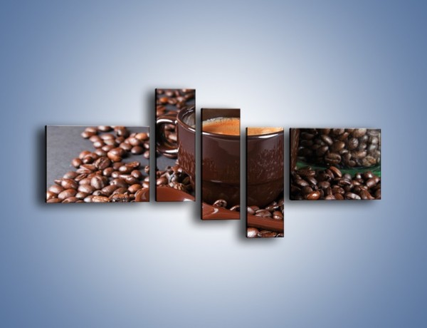 Obraz na płótnie – Kawa w ciemnej filiżance – pięcioczęściowy JN348W5
