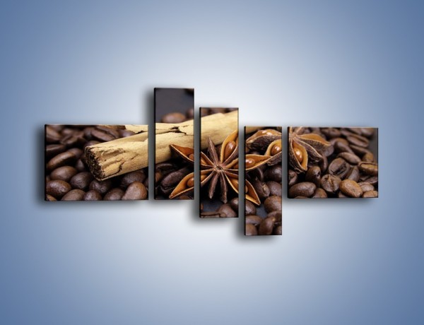 Obraz na płótnie – Ziarna kawy z goździkami – pięcioczęściowy JN351W5