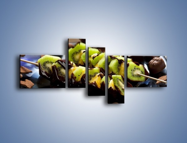Obraz na płótnie – Owocowe szaszłyki dla dzieci – pięcioczęściowy JN352W5