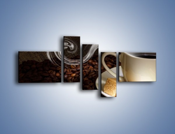 Obraz na płótnie – Kawa z kostkami cukru – pięcioczęściowy JN364W5