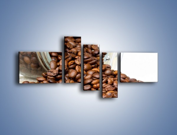 Obraz na płótnie – Ziarna kawy w słoiku – pięcioczęściowy JN368W5