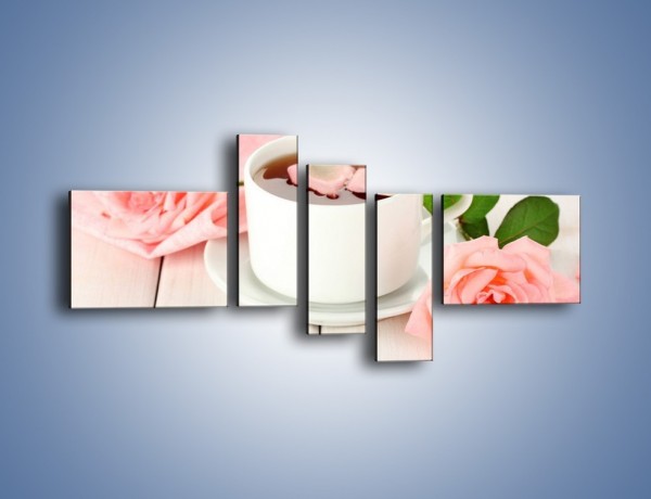 Obraz na płótnie – Herbata wśród róż – pięcioczęściowy JN369W5