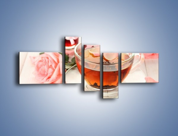 Obraz na płótnie – Herbata z płatkami róż – pięcioczęściowy JN370W5