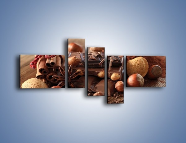 Obraz na płótnie – Orzechowo-czekoladowe uniesienie – pięcioczęściowy JN376W5
