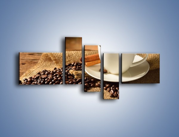 Obraz na płótnie – Kawa w białej filiżance – pięcioczęściowy JN406W5