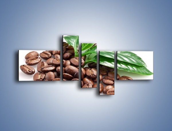 Obraz na płótnie – Kawa wśród zieleni – pięcioczęściowy JN418W5