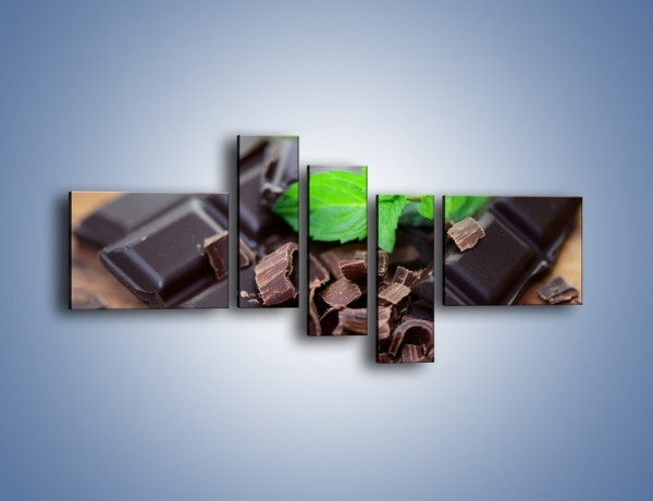 Obraz na płótnie – Połamana czekolada z miętą – pięcioczęściowy JN442W5